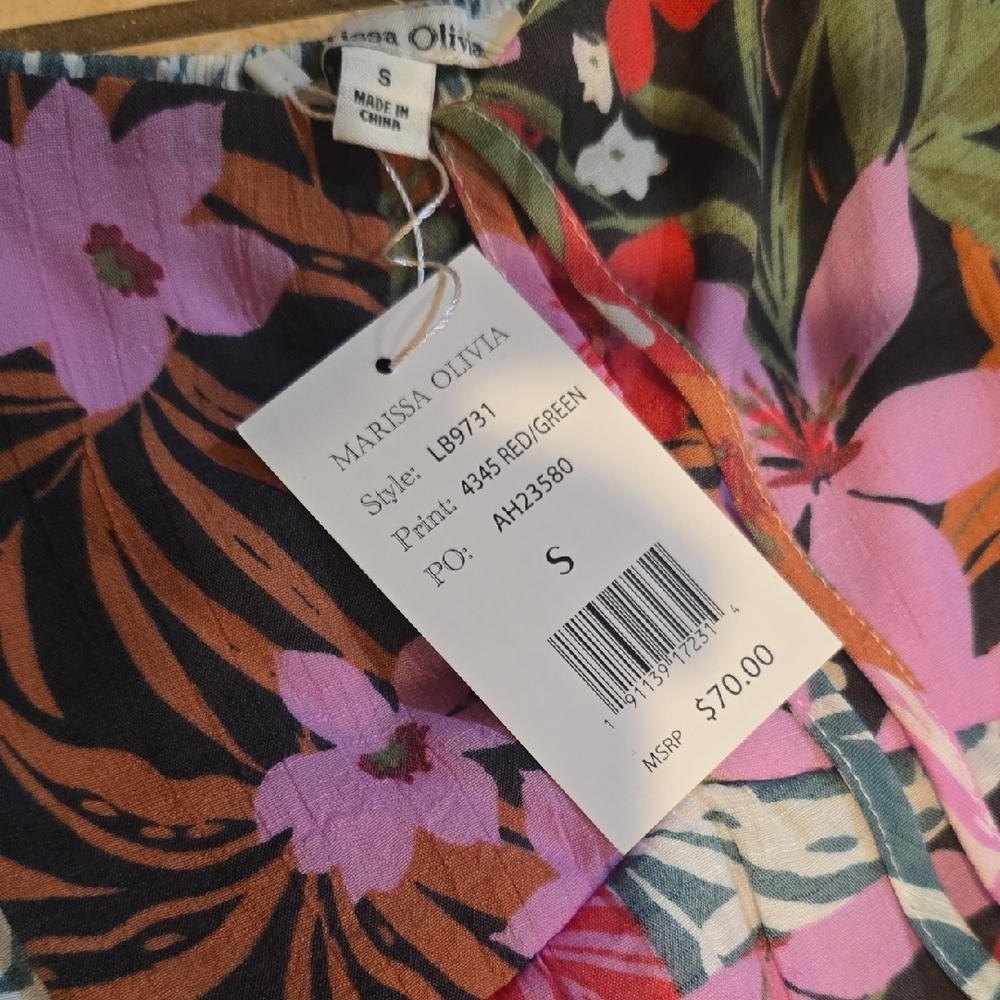 Marissa Oliva Floral Print Dress - Black and Green